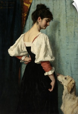 Portrait of a Young Woman, with 'Puck' the Dog, by Therese Schwartze, c. 1879-85