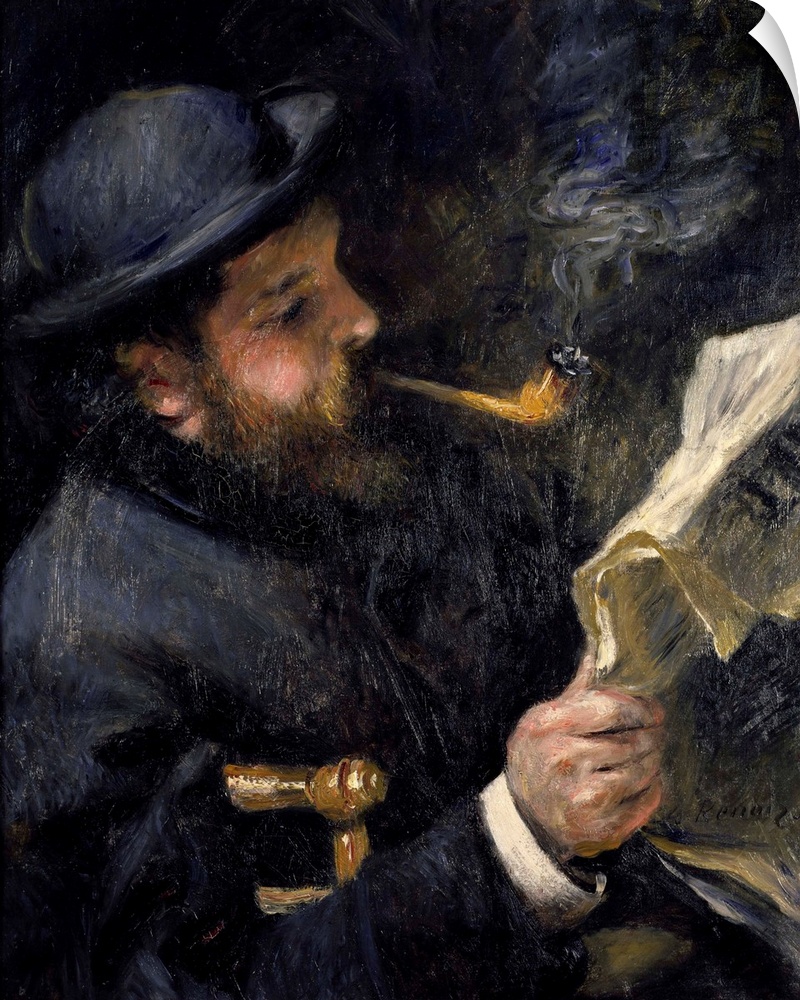 1196 , Pierre Auguste Renoir (1841-1919), French School. Portrait of Claude Monet (1840-1926) reading. 1872. Paris, musee ...