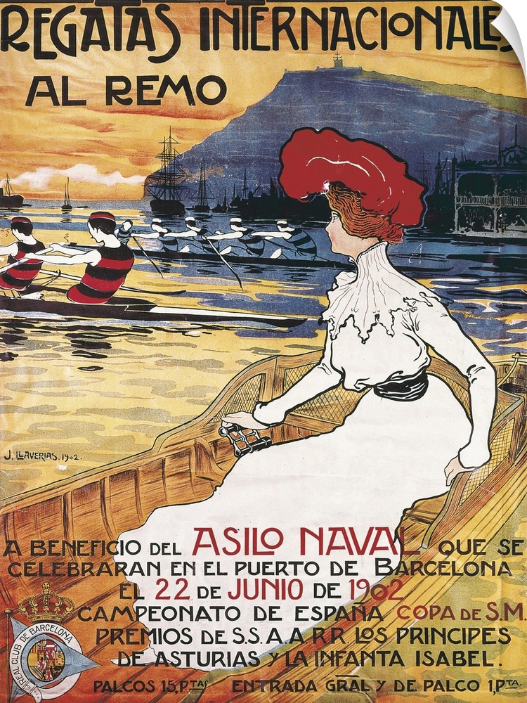 LLAVERIAS i LABRO, Joan (1865-1938). International Oar Regattas. 1902. Poster advertising the sport event held in the port...