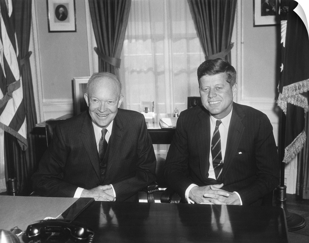 President Dwight Eisenhower Meets with President-elect John Kennedy. They discussed the transition from the Eisenhower to ...