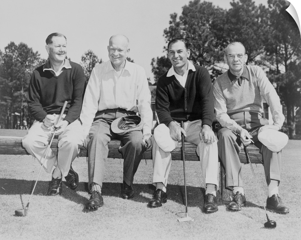 President Dwight Eisenhower with Golf Champions at Augusta, Georgia, c. 1953. L-R: Byron Nelson, the President, Ben Hogan,...