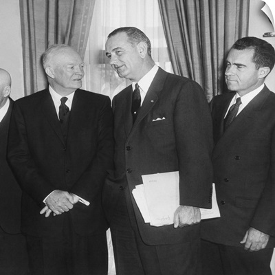 President Eisenhower and future Presidents Lyndon Johnson and Richard Nixon