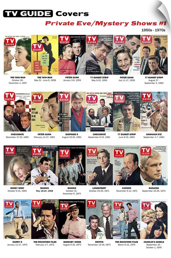 Private Eve / Mystery Shows #1 (1950s - 1970s), TV Guide Covers Poster, 2020. TV Guide.