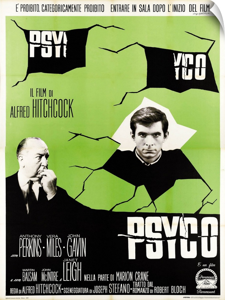 Psycho, From Left: Alfred Hitchock, Anthony Perkins On Italian Poster Art, 1960.