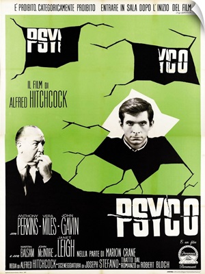 Psycho, Alfred Hitchock, Anthony Perkins, Italian Poster Art, 1960
