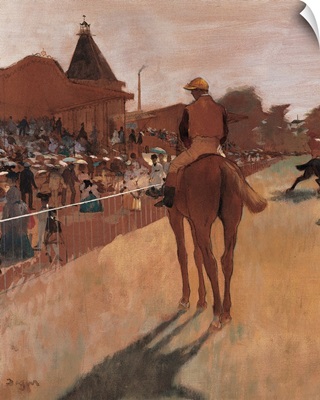 Racehorses in Front of the Tribunes, by Edgar Degas, ca. 1866-1868. Musee d'Orsay, Paris