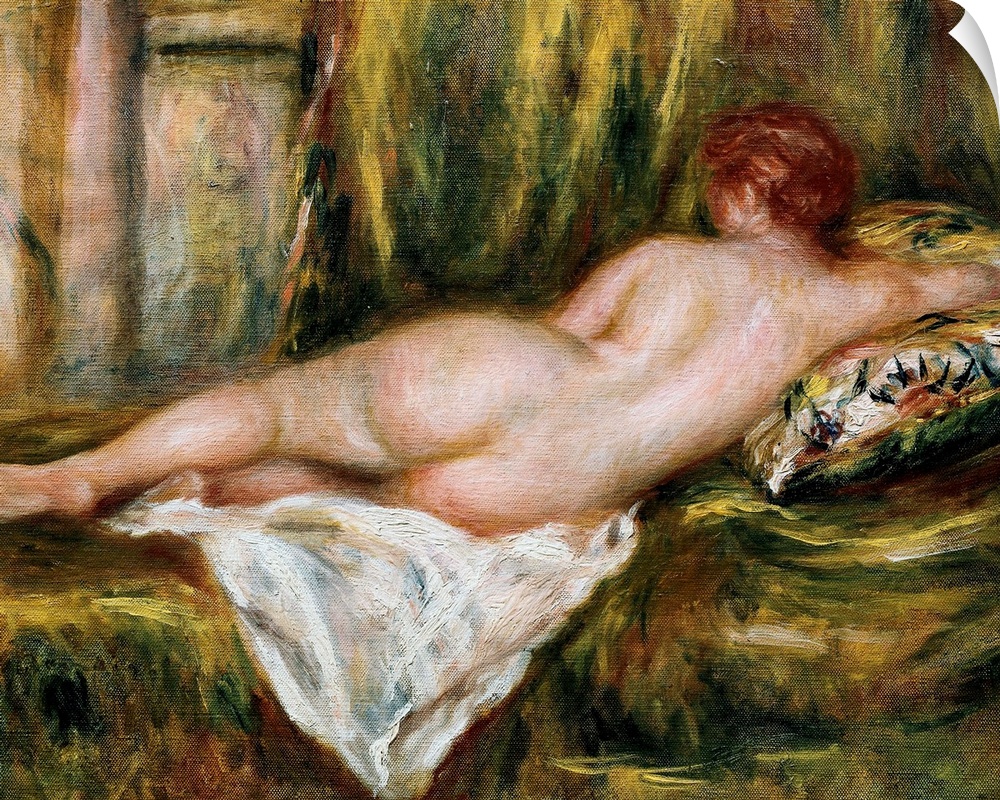 RENOIR, Pierre-Auguste (1841-1919). Reclining Nude from the Back, Rest after the Bath. ca. 1909. Impressionism. Oil on can...