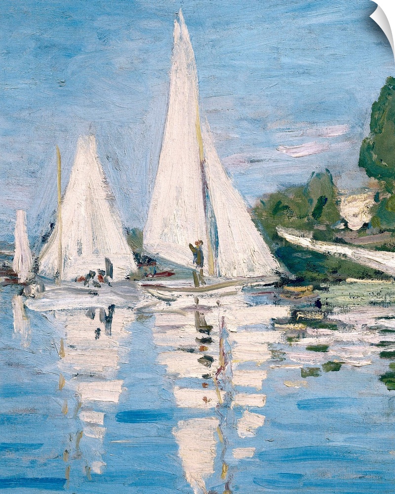 MONET, Claude (1840-1926). Regatta at Argenteuil. 1872. Left detail. Sailing boats. Impressionism. Oil on canvas. FRANCE. ...