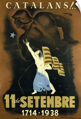 Republican Spanish Civil War Poster. 1938. Catalan people, 11th September 1714-1938