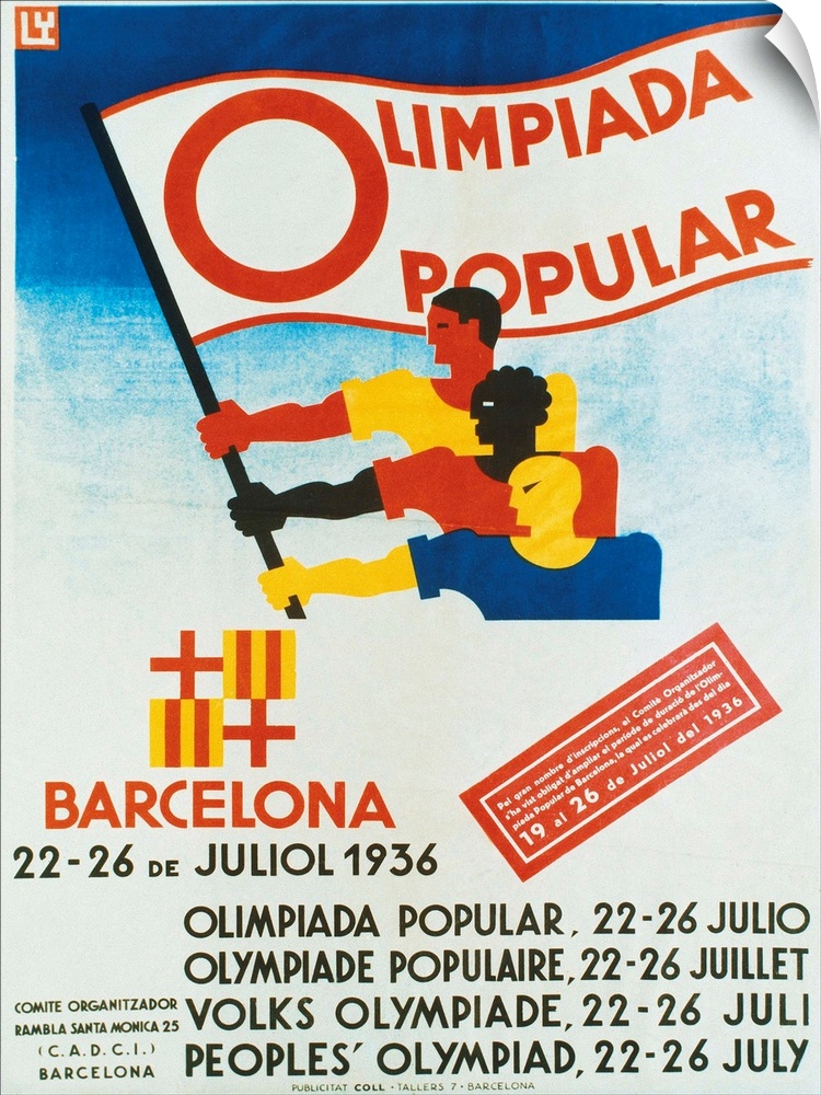 Spanish Civil War (1936-1939). Poster of the People's Olympic Games, which was to be held in Barcelona from 19th till 22th...