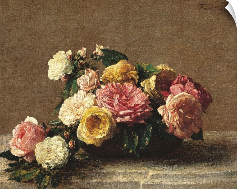 Roses in a Bowl, by Henri Fantin-Latour, 1882, 19th Century, oil on canvas, cm 36,5 x 46 - France, Ile de France, Paris, M...