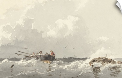 Row Boat at Sea, by Frans Arnold Breuhaus de Groot, ca. 1840-70