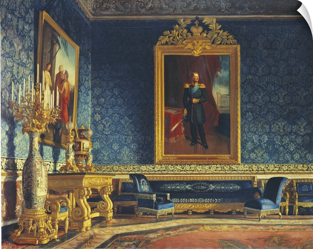 Indoor Portrait of Royal Palace of Naples with a Portrait of Tsar Nicholas I (Interno del Palazzo Reale di Napoli con ritr...
