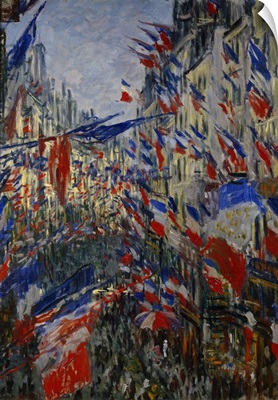 Rue Saint Denis decked out with Flags By Claude Monet