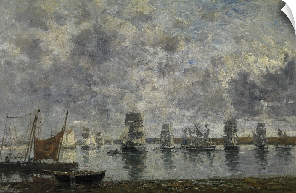Eugene Louis Boudin (1824-1898), French School. Sailing Ships, Camaret. 1872. Oil on canvas