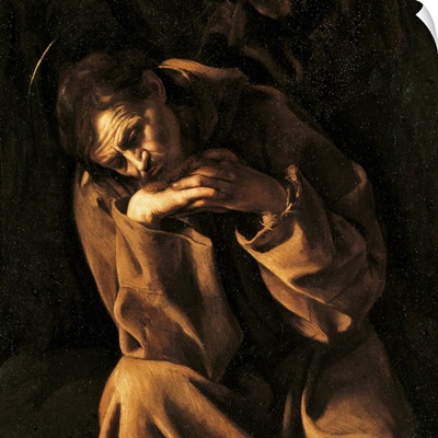Saint Francis in Prayer, by Caravaggio, c. 1606-1607. Ala Ponzone Civic Museum, Cremona