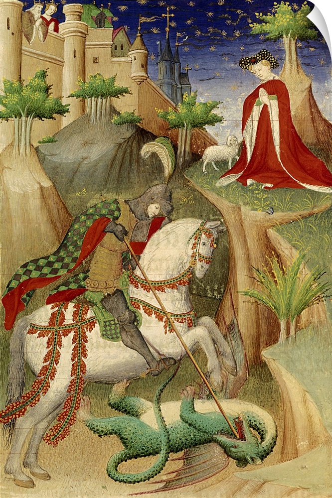 2880 , Miniature Heures de Boucicaut (1365-1421). Saint George and the Dragon. Paris.