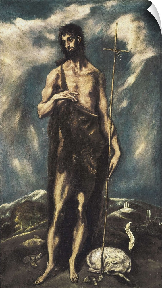 Greco, Dom..nikos Theotok..poulos, called El (1541-1614). Saint John the Baptist. ca. 1600 - 1605. Mannerism art. Oil on c...