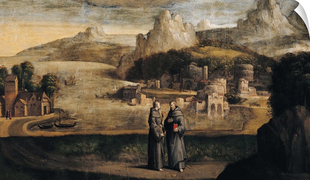 Saints Francis and Anthony, by copy from Benvenuto Tisi known as Garofalo, 16th Century, oil on panel, cm 48 x 78 - Italy,...