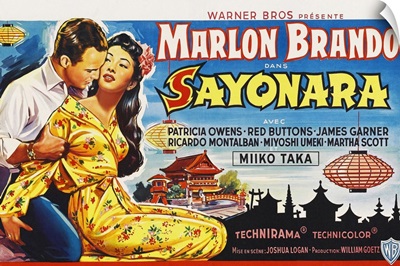 Sayonara, Marlon Brando, Miiko Taka, Belgian Poster Art, 1957