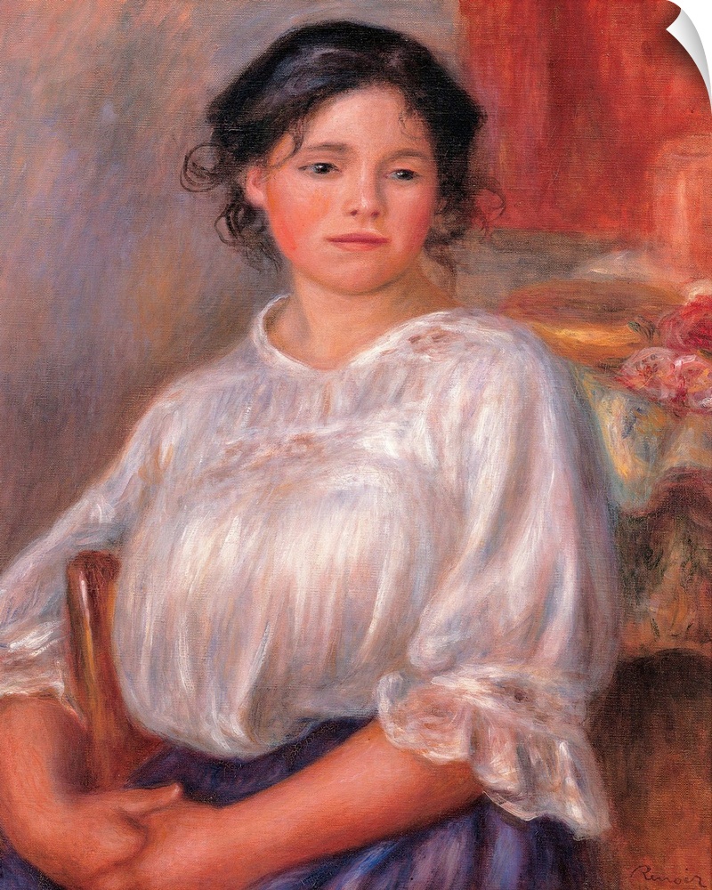 Seated Young Woman (Hlne Bellon), by Pierre-Auguste Renoir, 1909 about, 20th Century, oil on canvas, cm 65,5 x 54,5 - Fran...
