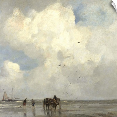Shell Fishing, by Jacob Maris, 1885, Dutch painting, oil on canvas