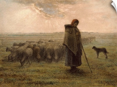 Shepherdess with her Flock, by Jean-Francois Millet, 1862-63