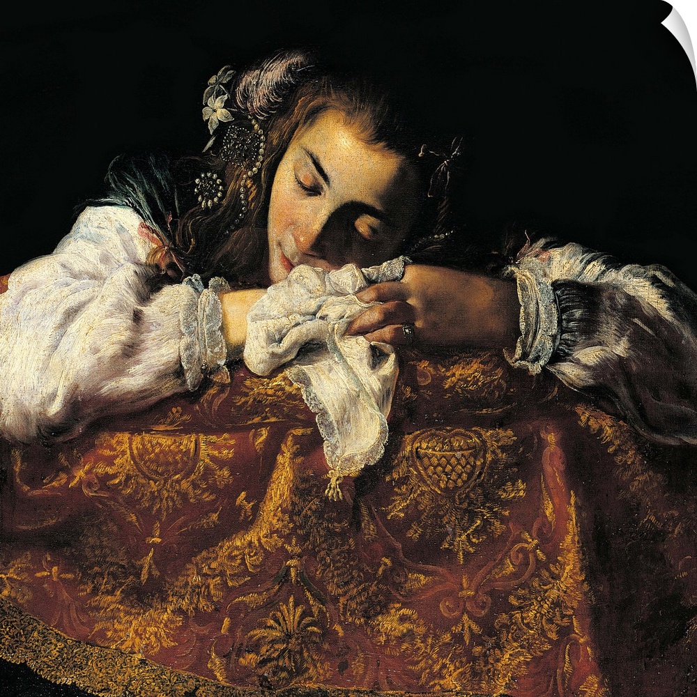 Sleeping Girl, by Domenico Fetti, 16th Century - 17th Century, oil on canvas, cm 82 x 87,5 - Hungary, Budapest, Fine Arts ...
