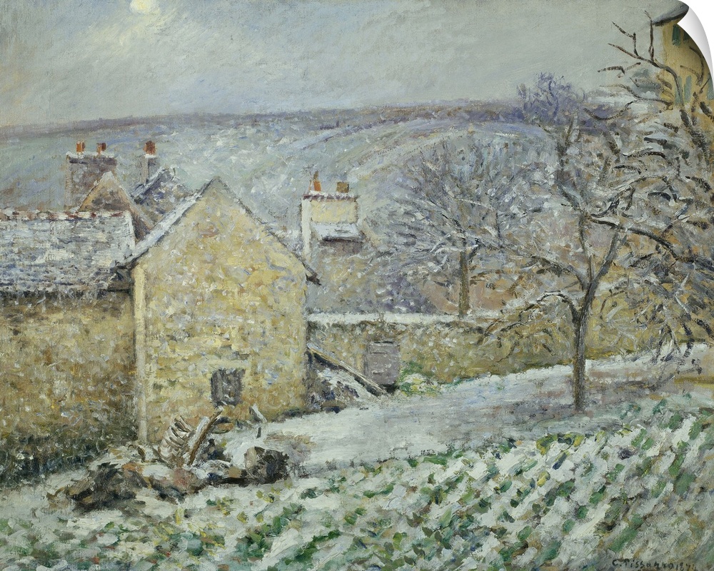 Camille Pissarro (1830-1903), French School. Snow Effect at the hermitage. 1874.