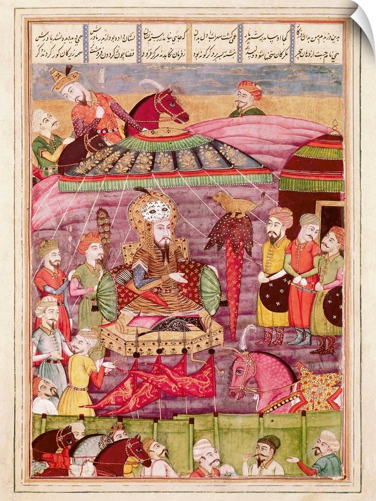 Shahnameh. The Book of Kings. 16th c. Sohrab facing the tent of the Persian army leaders. 16th c. Persian art. Safavid per...