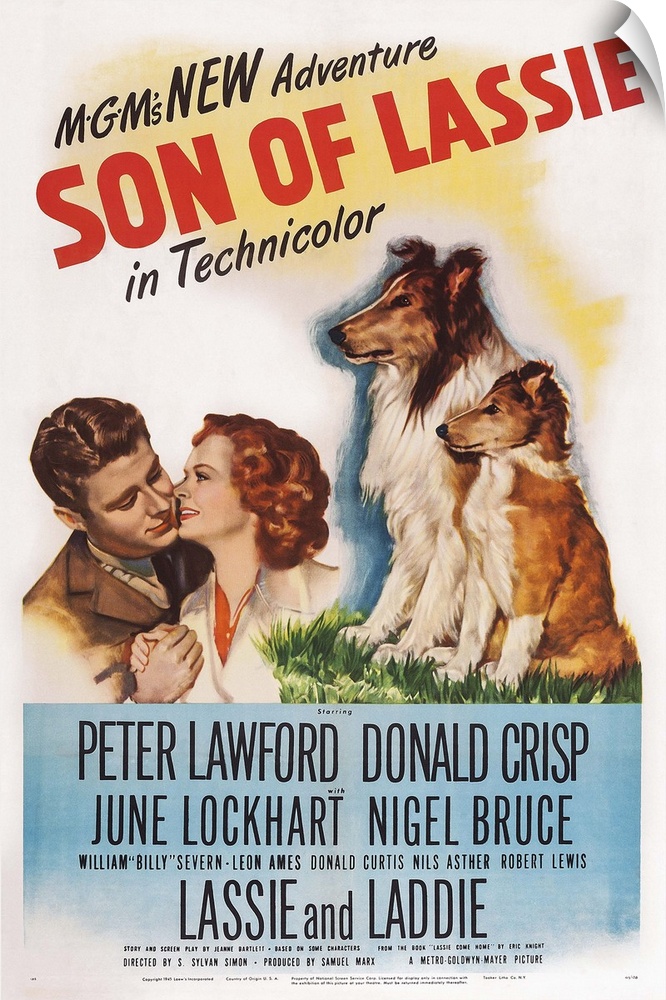 Son Of Lassie, US Poster Art, Peter Lawford, June Lockhart, 1945