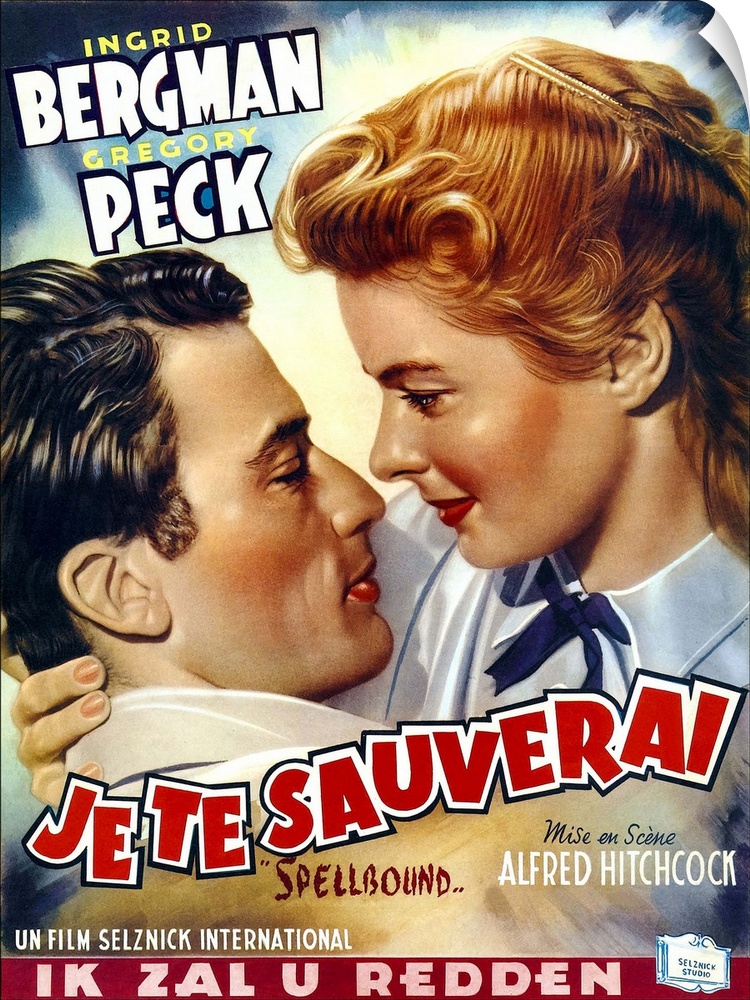 Spellbound, From Left: Gregory Peck, Ingrid Bergman On Belgian Poster Art, 1945.