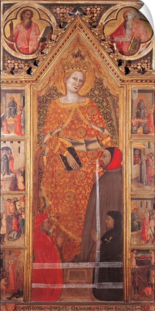 St. Catherine of Alexandria with donors, by Giovanni del Biondo, 1350 - 1399 about, 14th Century, originally tempera on pa...