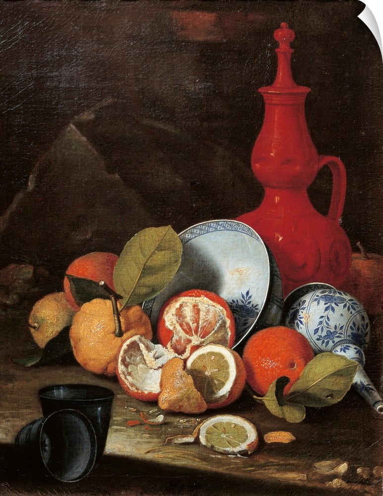 Still Life with Bucchero, Porcelain, Oranges and Lemons, by Cristoforo Munari, 1700 - 1720, 18th Century, oil on canvas, c...