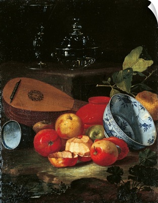 Still Life, Mandola, Chalice, Bowl Of Glass, Porcelain And Apples