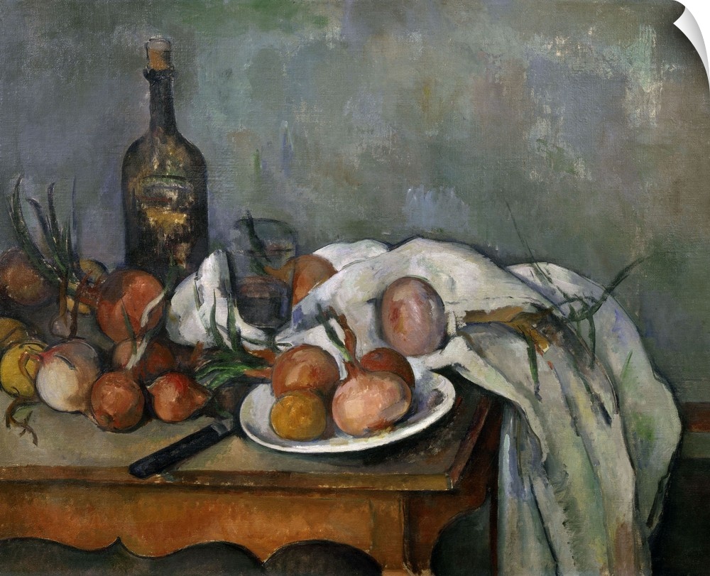 Paul Cezanne, French School. Still Life with Onions. 1896-1898. Oil on canvas, 0.66 x 0.82 m. Paris, musee d'Orsay. Cezann...