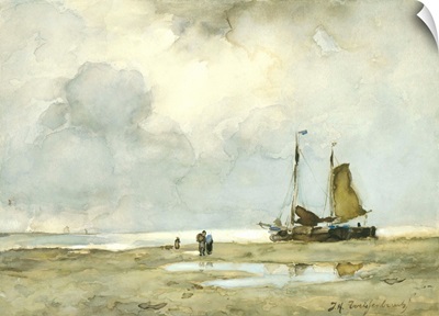 Strandgezicht, c. 1895, Dutch watercolor painting