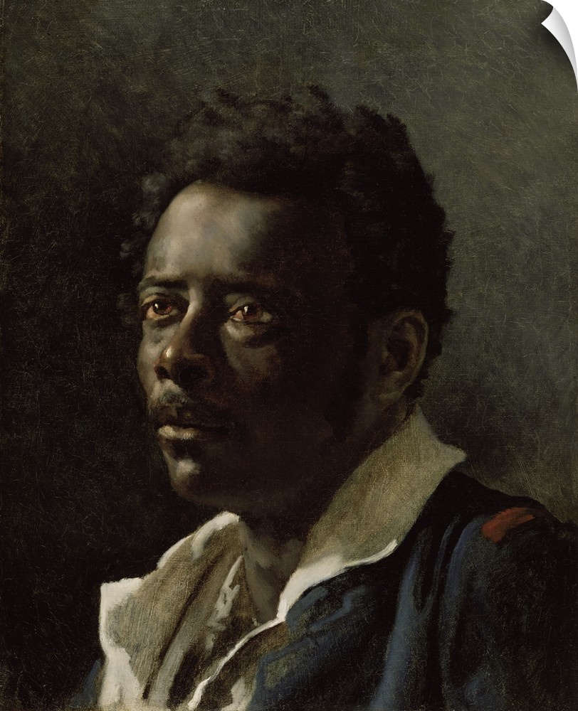 Study of a Model, by Theodore Gericault, 1818-19, French painting, oil on canvas. Portrait of an African man was a study f...
