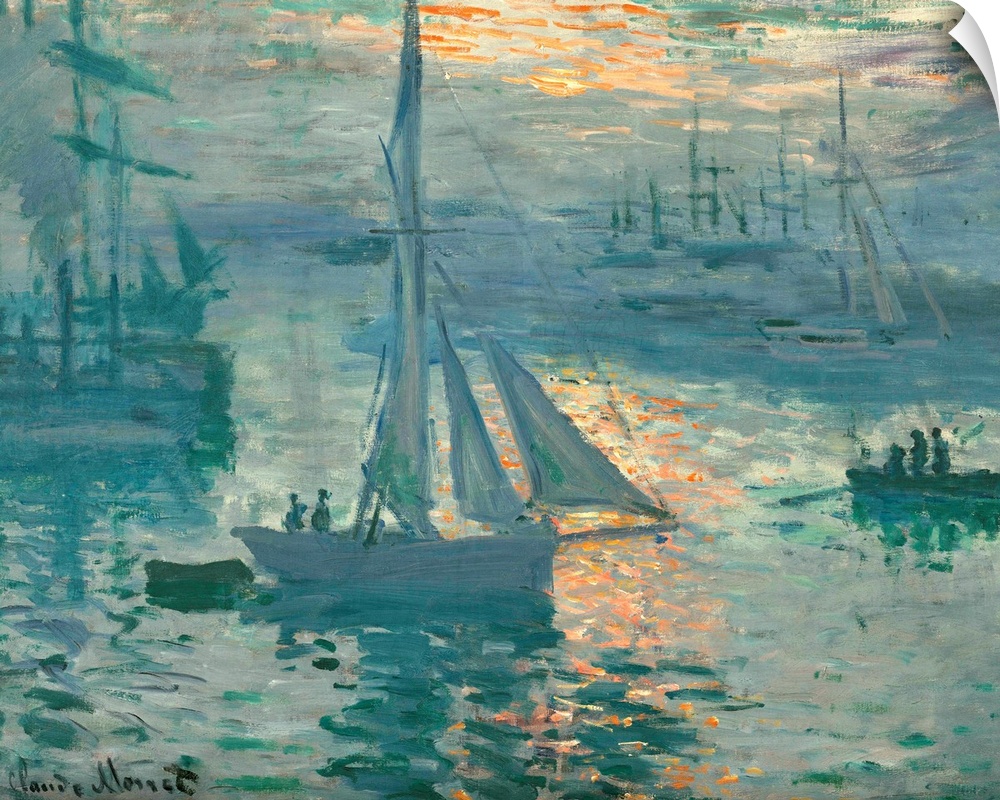 Sunrise (Marine), by Claude Monet, 1873-74, French impressionist painting, oil on canvas. Claude Monet painted the coastal...