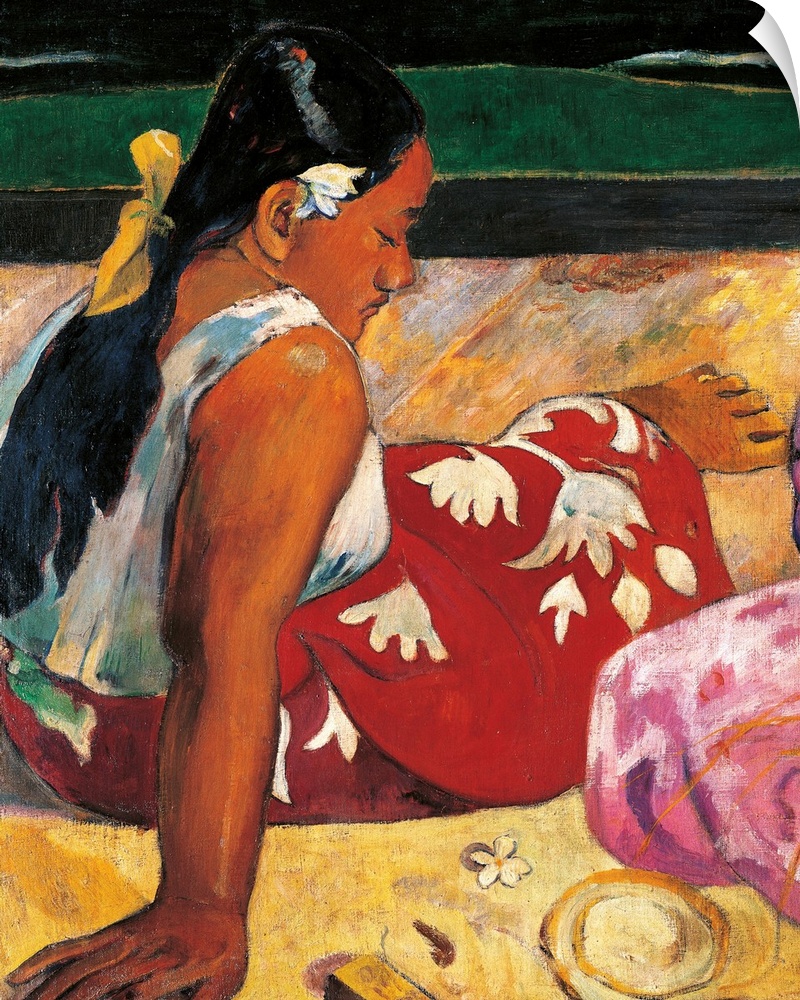 Tahitian Women, by Paul Gauguin, 1891, 19th Century, oil on canvas, cm 69 x 91,5 - France, Ile de France, Paris, Muse dOrs...