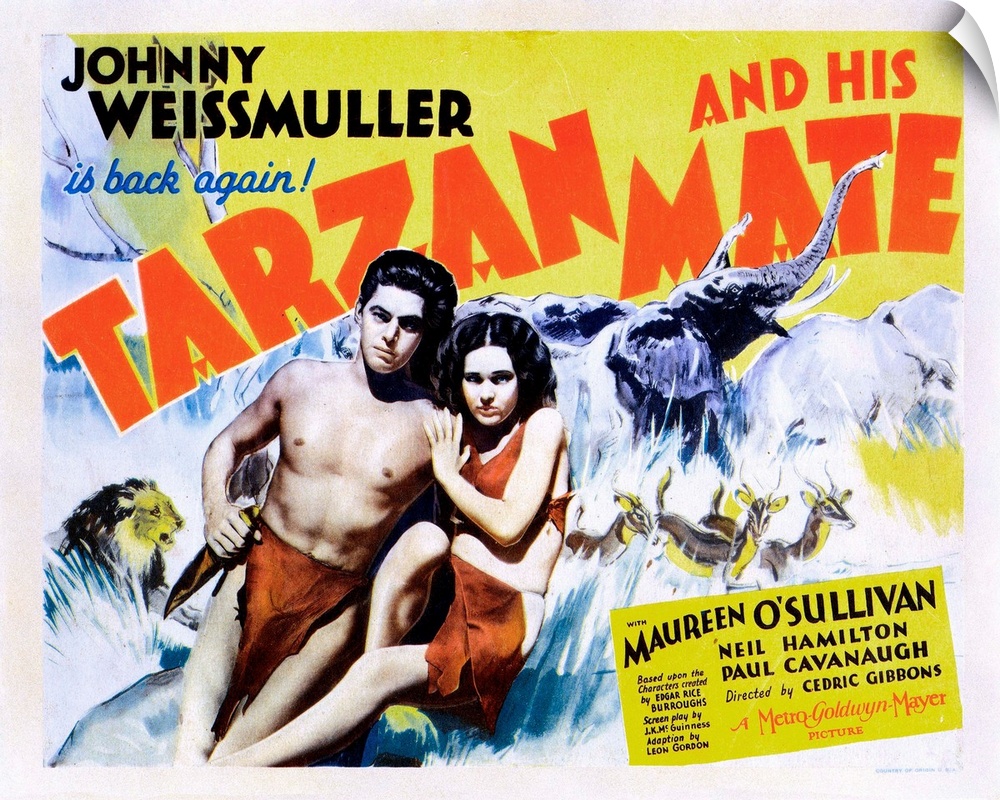 Tarzan And His Mate, US Poster, From Left: Johnny Weissmuller, Maureen O'sullivan, 1934.