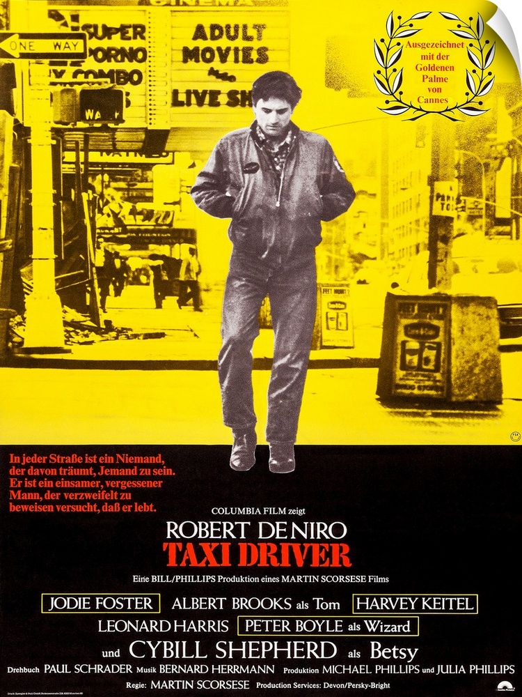 Taxi Driver, German Poster Art, Robert De Niro, 1976.