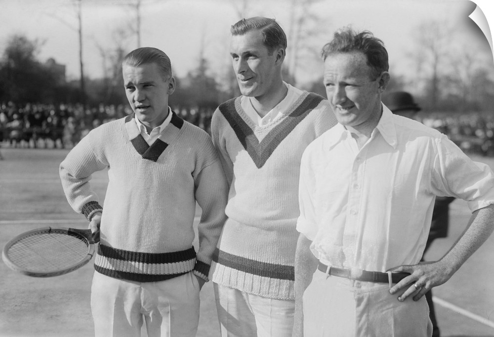 Tennis champions Vincent Richards, Bill Tilden, and Bill Johnston in the 1920s. The trio were on every American Davis Cup ...