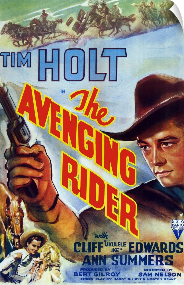 The Avenging Rider, US Poster Art, Tim Holt, 1943.