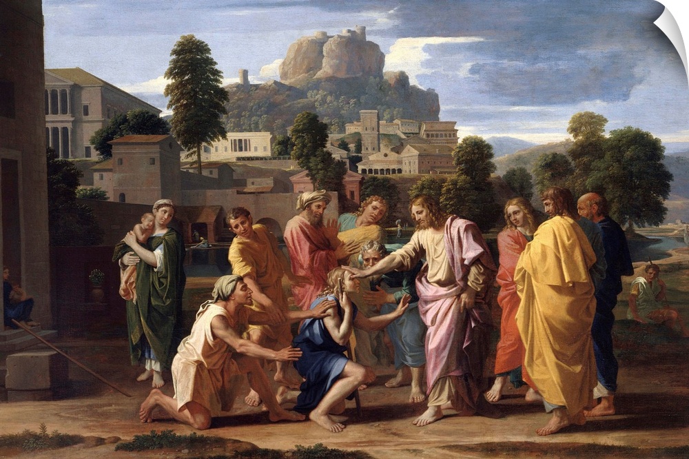 3876, Nicolas Poussin, French School. The Blind of Jericho, or Christ Healing the Blind. 1650. Oil on canvas, 1.19 x 1.76 ...