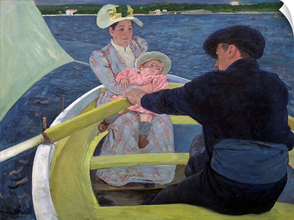 The Boating Party, by Mary Cassatt, 1893-94, American painting, oil on canvas. The bold geometry and surface patterning sh...