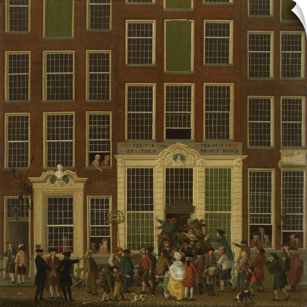 The Bookshop and Lottery Agency of Jan de Groot in the Kalverstraat in Amsterdam, by Isaac Ouwater, 1779, Dutch painting, ...
