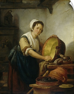 The Caldron Scrubber, by Abraham van Strij 1st, c. 1808-10. Dutch painting, oil on panel