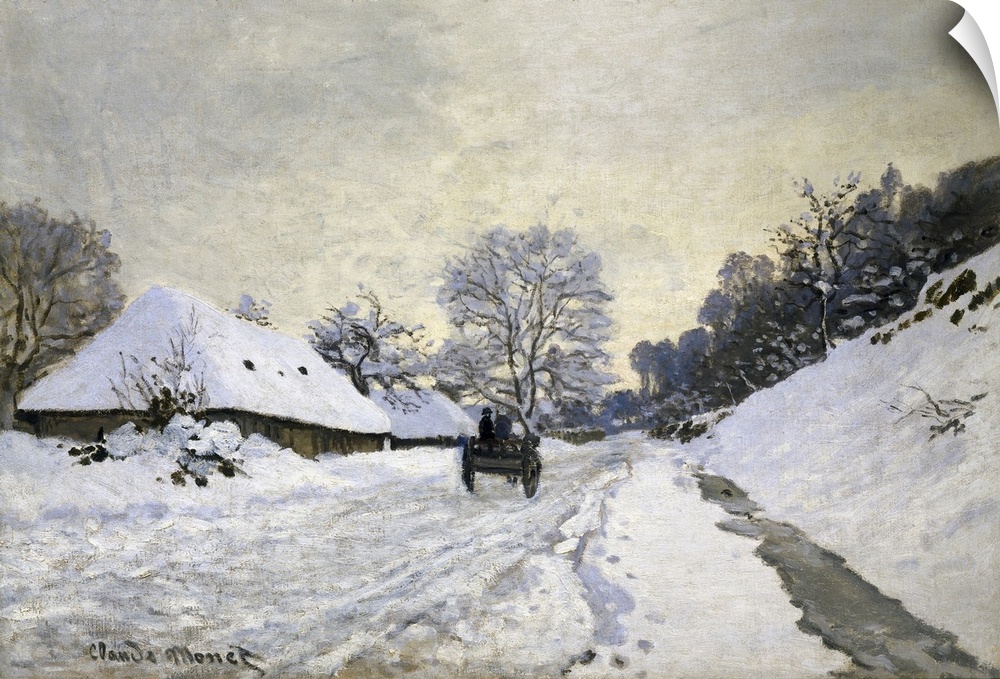 MONET, Claude (1840-1926). The Cart, or Road under Snow at Honfleur. 1867. With Saint-Simeon's farm. Impressionism. Oil on...