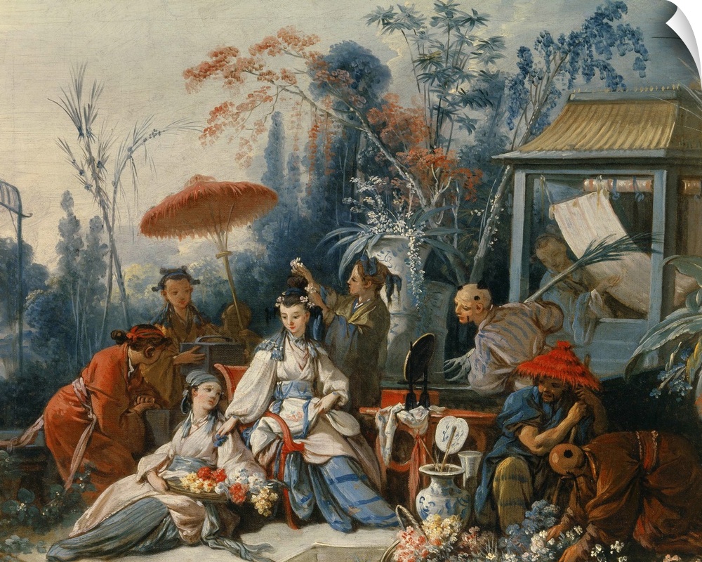 Francois Boucher, French School. The Chinese Garden. Circa 1742. Oil on canvas, 0.405 x 0.48 m. Besancon, musee des Beaux ...